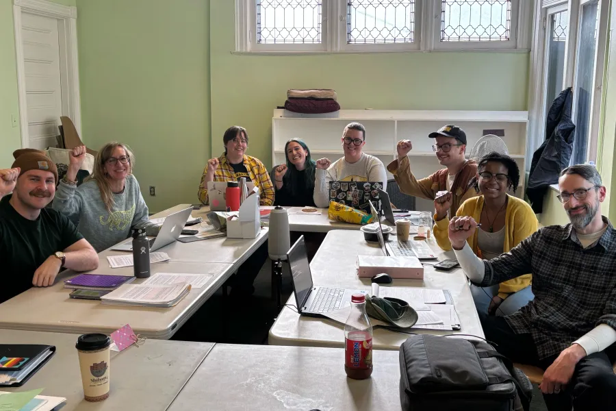 Group photo of our bargaining committee at negotiations.